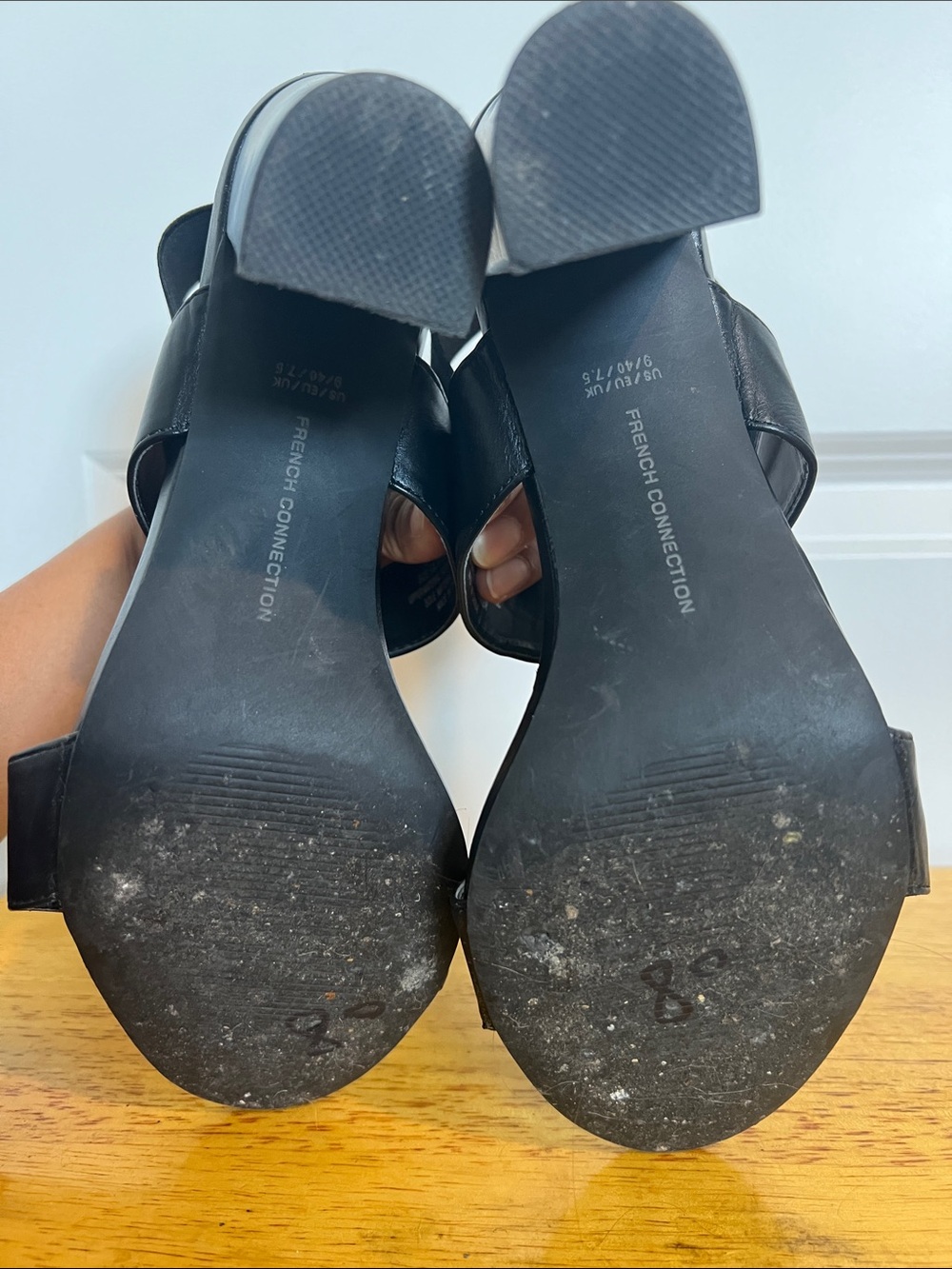 French Connection Black Block Heel Slingback Sandals with Wide Straps - Picture 5 of 5